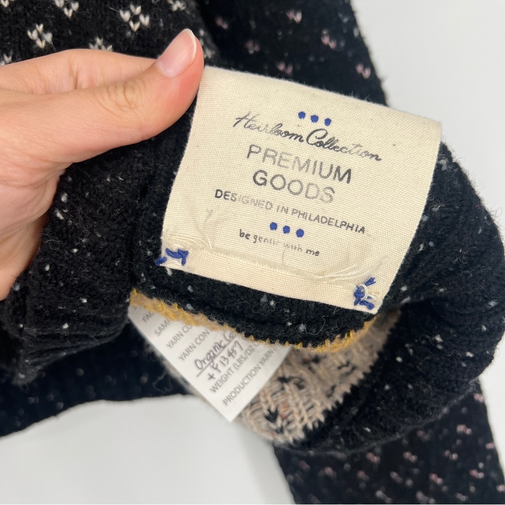 Free People Flower Patch Black Floral Knit Wool Blend Mock Neck Pullover Sweater - Picture 6 of 9